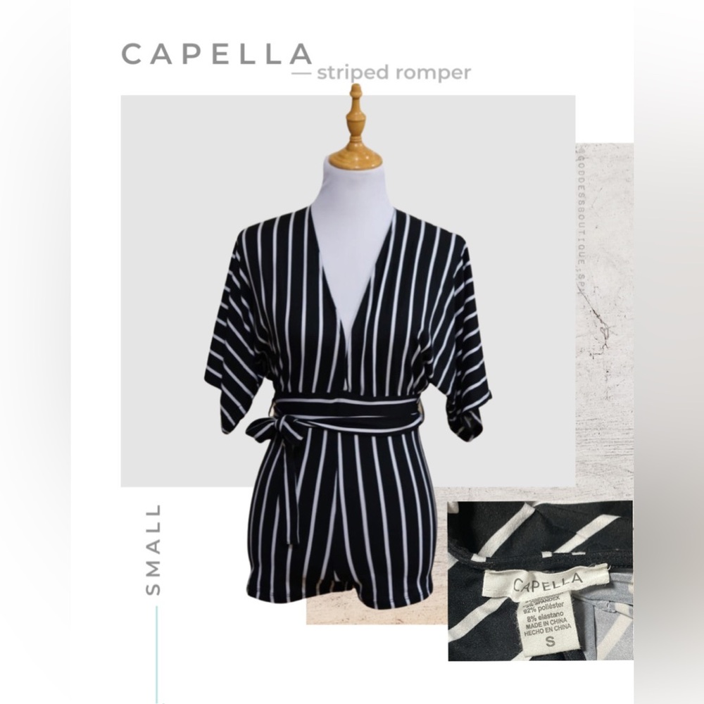 STRIPED BLACK AND WHITE ROMPER